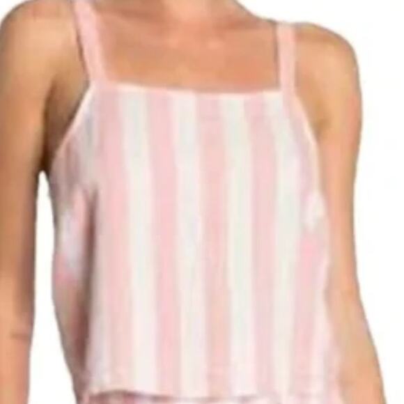 Nordstrom Linen Cabana Stripe Crop Tank Top Abound NWT Size Small - Picture 2 of 2
